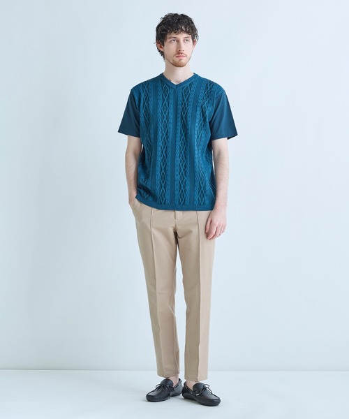 MEN'S BIGI（メンズビギ）の「アラン調 ニットコンビTシャツ（Tシャツ/カットソー・メンズ・ブルー/ブラック/オフホワイト・04/03/02/01）」の7枚目の写真