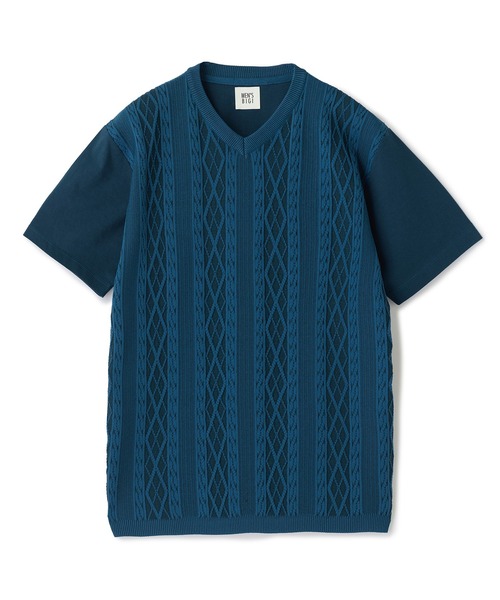 MEN'S BIGI（メンズビギ）の「アラン調 ニットコンビTシャツ（Tシャツ/カットソー・メンズ・ブルー/ブラック/オフホワイト・04/03/02/01）」の12枚目の写真