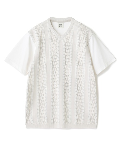 MEN'S BIGI（メンズビギ）の「アラン調 ニットコンビTシャツ（Tシャツ/カットソー・メンズ・ブルー/ブラック/オフホワイト・04/03/02/01）」の13枚目の写真