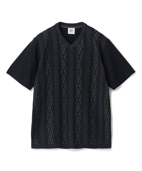 MEN'S BIGI（メンズビギ）の「アラン調 ニットコンビTシャツ（Tシャツ/カットソー・メンズ・ブルー/ブラック/オフホワイト・04/03/02/01）」の14枚目の写真