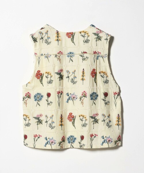 CITEN（シテン）の「＜CITEN＞ブロックフラワーシシュウベスト（ベスト・レディース・オフホワイト/ブラック・FREE）」の4枚目の写真