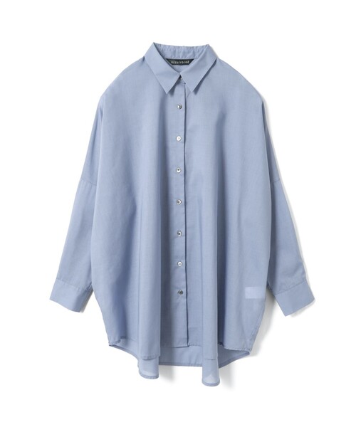 mizuiroind（ミズイロインド）の「mizuiro ind T/Cシアーワイドシャツ（シャツ/ブラウス・レディース・ライトブルー/オフホワイト/チャコールグレー/ベージュ/ネイビー・FREE）」の4枚目の写真