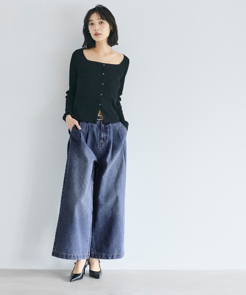 coca（coca）（コカ）の「タックデニムパンツ（デニムパンツ・レディース・ホワイト/ブルー・L/M/S）」の5枚目の写真