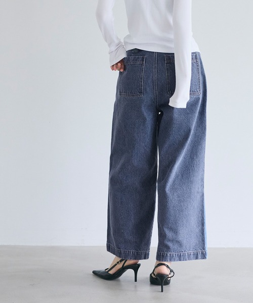 coca（coca）（コカ）の「タックデニムパンツ（デニムパンツ・レディース・ホワイト/ブルー・L/M/S）」の8枚目の写真