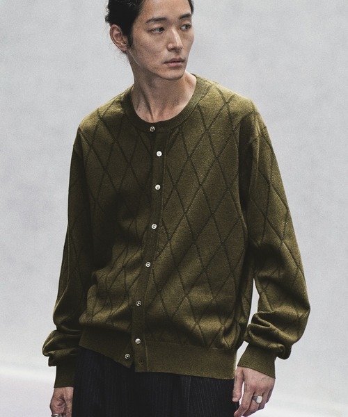 ライトキャメル　T/C CREW COMPACT CARDIGAN　M T/C CREW COMPACT CARDIGAN（カーディガン/ボレロ）｜WYM LIDNM