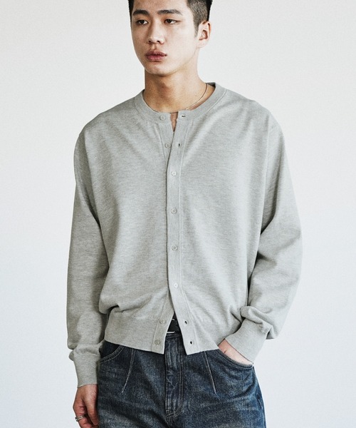 WYM LIDNM（ウィム バイ リドム）の「T/C CREW COMPACT CARDIGAN（カーディガン/ボレロ・メンズ・ライトグレー/チャコール/アッシュブラウン/グレー/ブラウン系・M/S/L）」の14枚目の写真
