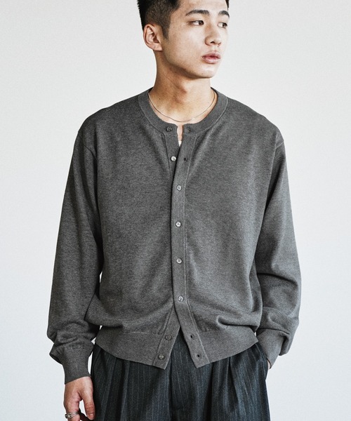 WYM LIDNM（ウィム バイ リドム）の「T/C CREW COMPACT CARDIGAN（カーディガン/ボレロ・メンズ・ライトグレー/チャコール/アッシュブラウン/グレー/ブラウン系・M/S/L）」の9枚目の写真