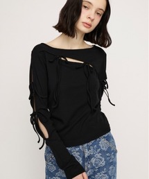CUT OUT RIBBON TOPS カットアウトリボントップス 春服