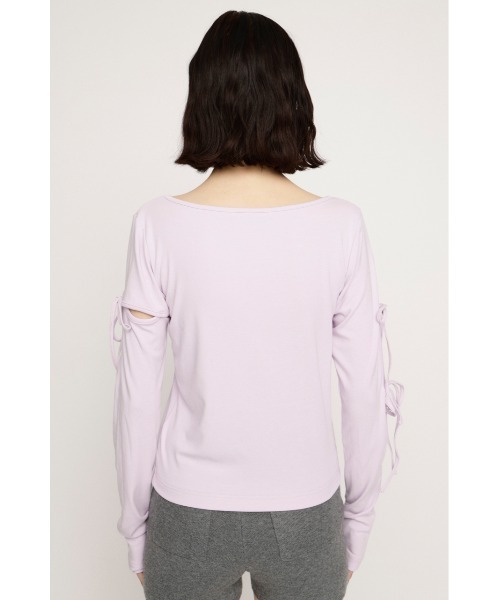 SLY(スライ)の「CUT OUT RIBBON TOPS カットアウトリボントップス 春服(Tシャツ/カットソー・レディース・ライトパープル/ブラック/オフホワイト・FREE)」の17枚目の写真