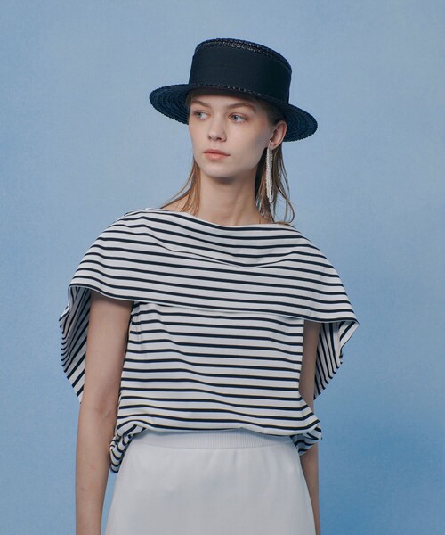 LOULOU WILLOUGHBY(ルルウィルビー)の「【LOULOU WILLOUGHBY】ケープデコルテトップス(Tシャツ/カットソー・レディース・ネイビー/ブラック系その他/レッド/ホワイト系その他・2)」の11枚目の写真