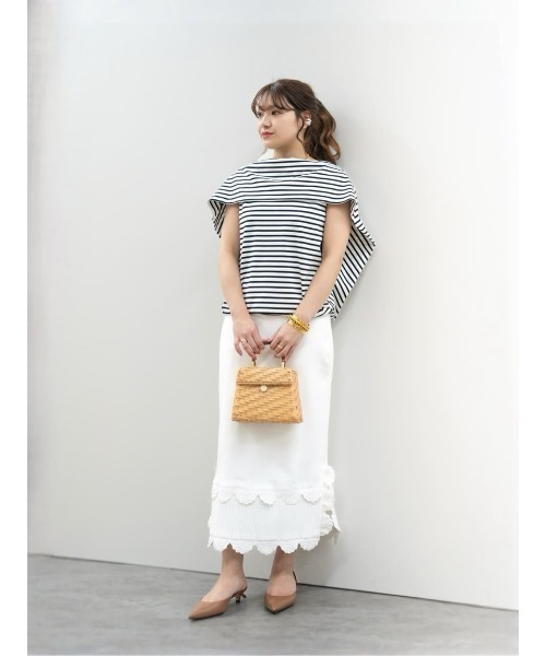 LOULOU WILLOUGHBY(ルルウィルビー)の「【LOULOU WILLOUGHBY】ケープデコルテトップス(Tシャツ/カットソー・レディース・ネイビー/ブラック系その他/レッド/ホワイト系その他・2)」の5枚目の写真