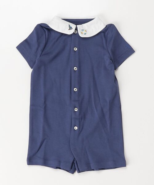 POLO RALPH LAUREN CHILDRENSWEAR(ポロ ラルフ ローレン チルドレンズウェア)の「エンブロイダリー コットン インターロック ショートオール(その他ベビーウェア・キッズ・ネイビー系1・12M/9M)」の4枚目の写真