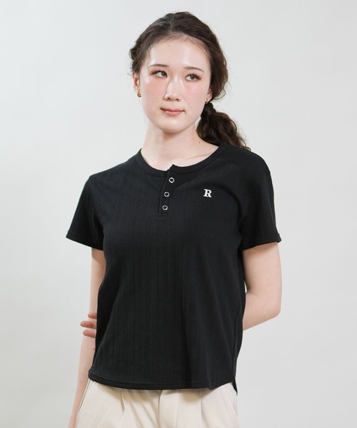 リファ セール】RIKKA FEMME/リッカファム 半袖 Tシャツ ヘンリーネック RF6S