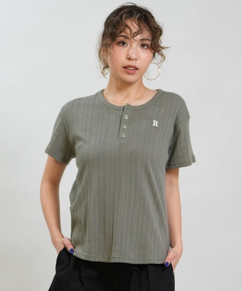 RIKKA FEMME(リッカファム)の「RIKKA FEMME/リッカファム 半袖 Tシャツ ヘンリーネック RF6S-2109(Tシャツ/カットソー・レディース・ブラック/カーキ/ホワイト・M/L/S/M)」の16枚目の写真