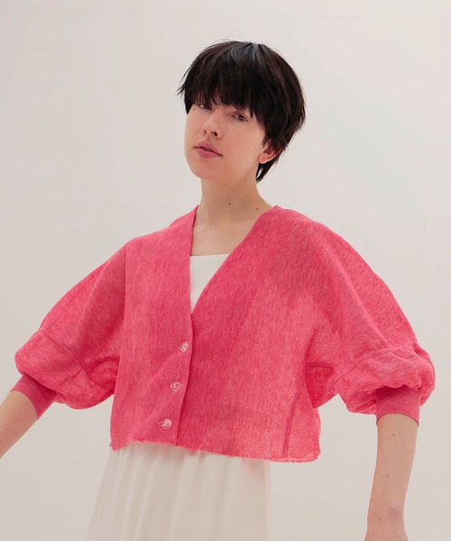 DRESSLAVE（ドレスレイブ）の「ALLONGE Vneck cardigan(アロンジェ Vネックカーディガン)（カーディガン/ボレロ・レディース・チャコールグレー/レッド/ホワイト・38）」の5枚目の写真