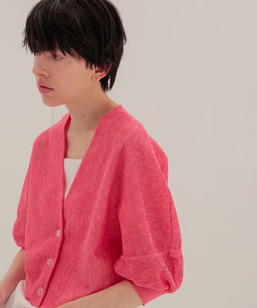 DRESSLAVE（ドレスレイブ）の「ALLONGE Vneck cardigan(アロンジェ Vネックカーディガン)（カーディガン/ボレロ・レディース・チャコールグレー/レッド/ホワイト・38）」の4枚目の写真