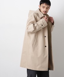 NANO universe | フーデッドステンカラーコート｢WARP PRINT｣ライニング(ステンカラーコート)