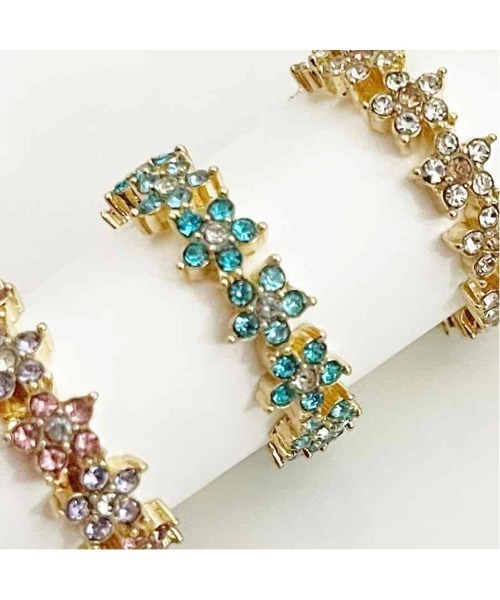 tone(トーン)の「【88eighty-eight】ミニビジューフラワーキラキラリング【import】(MA)(リング・レディース・ピンク系その他/シルバー/ブルー/ピンク・FREE)」の1枚目の写真
