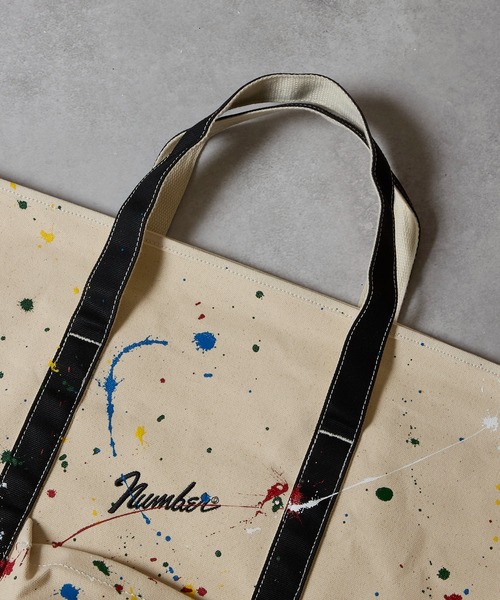 NUMBER (N)INE(ナンバーナイン)の「HAND PAINTED CANVAS BIG TOTE BAG / ハンドペイント コットン キャンバス ビッグ トートバッグ(トートバッグ・メンズ・ブラック/ブラック系その他2/アイボリー・FREE)」の16枚目の写真