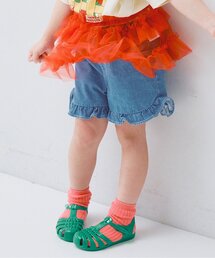 p.premier | カラーツイル&デニムラウンドヘムフリルショートパンツ(その他パンツ)