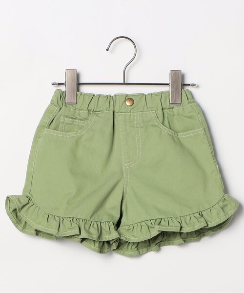p.premier（ピードットプルミエ）の「カラーツイル&デニムラウンドヘムフリルショートパンツ（その他パンツ・キッズ・ブルー/アイボリー/チャコール/ミント/ピンク・80/90/100/110/120/130/140）」の3枚目の写真