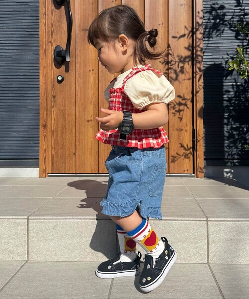 p.premier(ピードットプルミエ)の「カラーツイル&デニムラウンドヘムフリルショートパンツ(その他パンツ・キッズ・ブルー/アイボリー/チャコール/ミント/ピンク・80/90/100/110/120/130/140)」の15枚目の写真