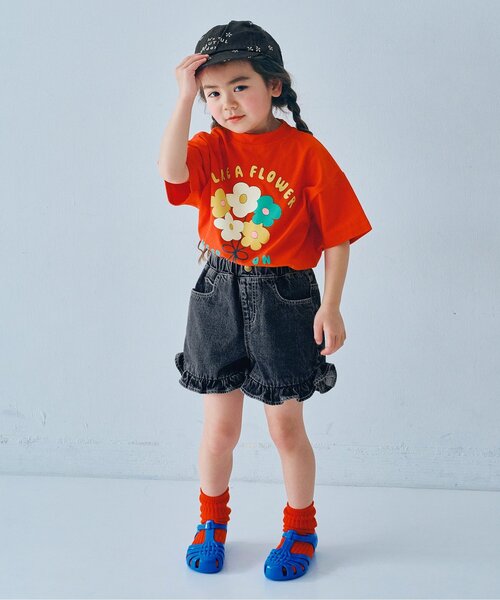 p.premier(ピードットプルミエ)の「カラーツイル&デニムラウンドヘムフリルショートパンツ(その他パンツ・キッズ・ブルー/アイボリー/チャコール/ミント/ピンク・80/90/100/110/120/130/140)」の16枚目の写真