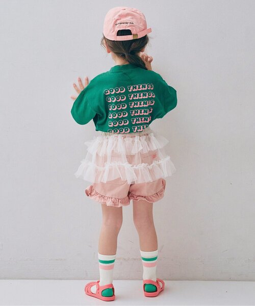 p.premier（ピードットプルミエ）の「カラーツイル&デニムラウンドヘムフリルショートパンツ（その他パンツ・キッズ・ブルー/アイボリー/チャコール/ミント/ピンク・80/90/100/110/120/130/140）」の6枚目の写真