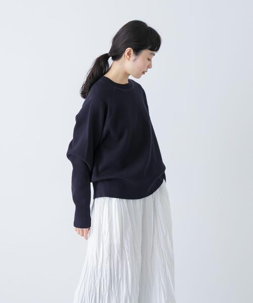 かぐれ(カグレ)の「コットンスウェットニット(ニット/セーター・レディース・ネイビー/ライトグレー・FREE)」の1枚目の写真