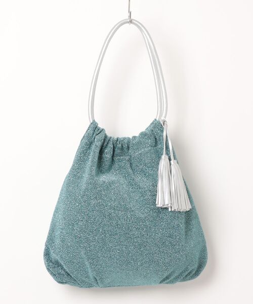 COOCO（クーコ）の「ラメ生地ループハンドルトートバッグ（トートバッグ・レディース・ネイビー/ピンクベージュ/サックスブルー/シルバー・FREE）」の3枚目の写真