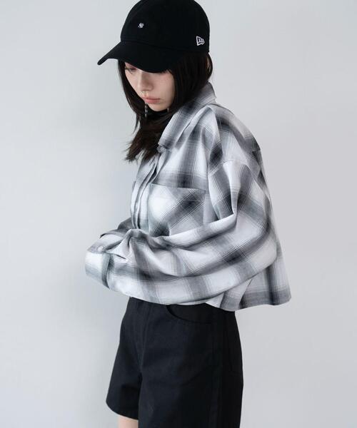 WEGO(ウィゴー)の「WEGO/【26年春夏新作】ショートチェックシャツ(シャツ/ブラウス・レディース・ホワイト/ブラック・FREE)」の9枚目の写真