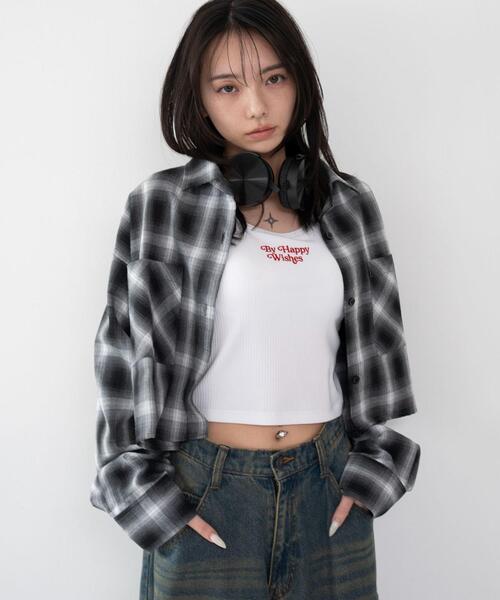 WEGO(ウィゴー)の「WEGO/【26年春夏新作】ショートチェックシャツ(シャツ/ブラウス・レディース・ホワイト/ブラック・FREE)」の14枚目の写真