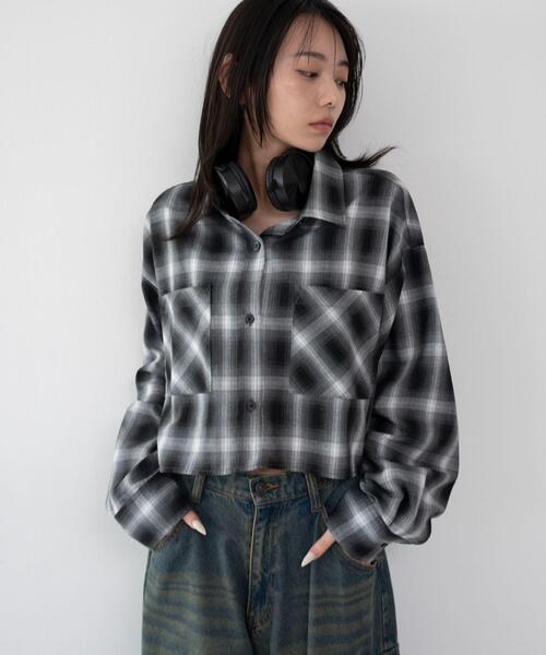 WEGO(ウィゴー)の「WEGO/【26年春夏新作】ショートチェックシャツ(シャツ/ブラウス・レディース・ホワイト/ブラック・FREE)」の15枚目の写真