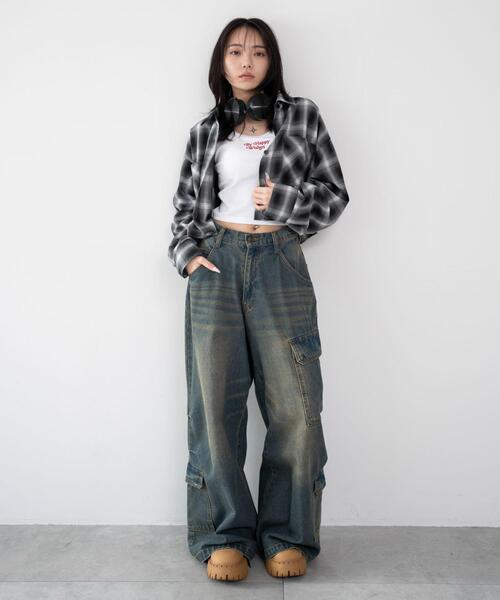 WEGO(ウィゴー)の「WEGO/【26年春夏新作】ショートチェックシャツ(シャツ/ブラウス・レディース・ホワイト/ブラック・FREE)」の18枚目の写真