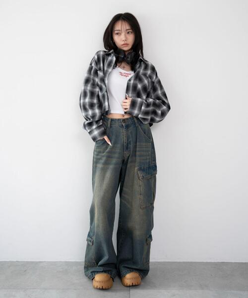 WEGO(ウィゴー)の「WEGO/【26年春夏新作】ショートチェックシャツ(シャツ/ブラウス・レディース・ホワイト/ブラック・FREE)」の19枚目の写真