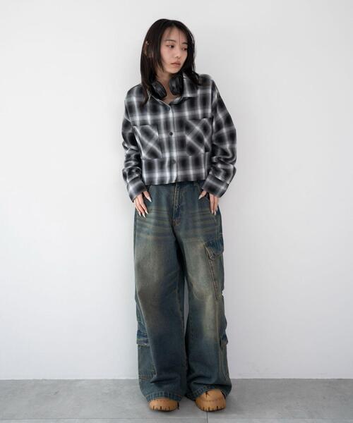 WEGO(ウィゴー)の「WEGO/【26年春夏新作】ショートチェックシャツ(シャツ/ブラウス・レディース・ホワイト/ブラック・FREE)」の20枚目の写真