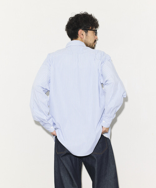 HINSON(ヒンソン)の「HINSON/ヒンソン リラックスフィット ブロードストライプ クレイジーパターン レギュラーカラーシャツ(シャツ/ブラウス・メンズ・その他9/グレー/サックスブルー/その他16・MEDIUM/LARGE)」の6枚目の写真