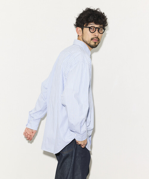HINSON(ヒンソン)の「HINSON/ヒンソン リラックスフィット ブロードストライプ クレイジーパターン レギュラーカラーシャツ(シャツ/ブラウス・メンズ・その他9/グレー/サックスブルー/その他16・MEDIUM/LARGE)」の7枚目の写真