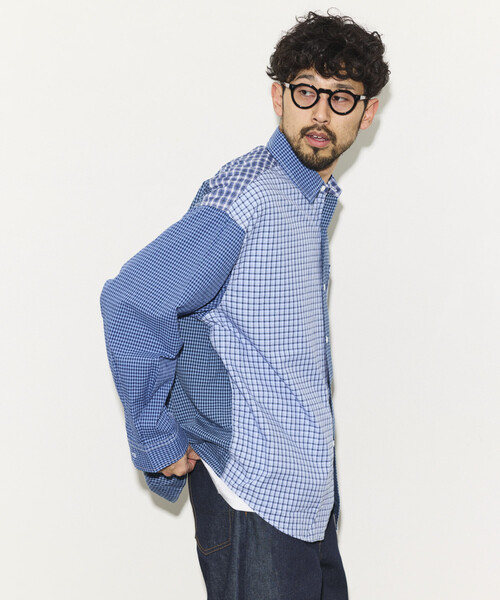 HINSON(ヒンソン)の「HINSON/ヒンソン リラックスフィット ブロードストライプ クレイジーパターン レギュラーカラーシャツ(シャツ/ブラウス・メンズ・その他9/グレー/サックスブルー/その他16・MEDIUM/LARGE)」の13枚目の写真