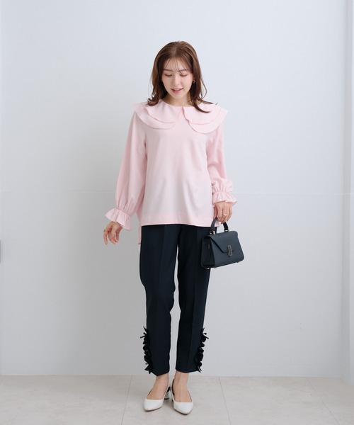 Neige(ネージュ)の「ツインフローラルカラーブラウス(シャツ/ブラウス・レディース・ホワイト/ピンク/グレー・ONE SIZE)」の5枚目の写真