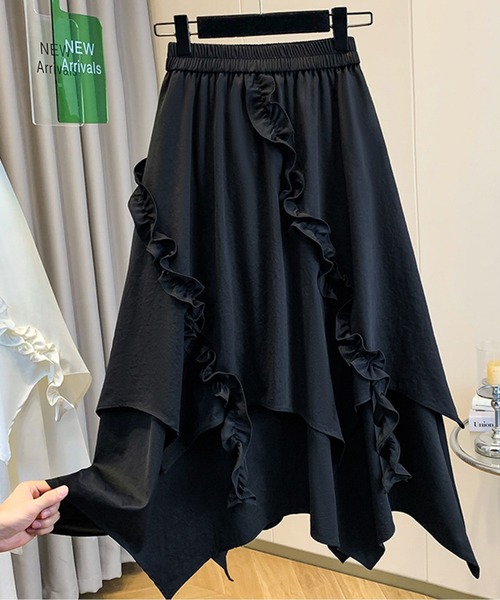 AMAJI(アマジ)の「フリルAラインスカート(スカート・レディース・ブラック/ホワイト・XX-LARGE/X-LARGE/LARGE/MEDIUM)」の2枚目の写真