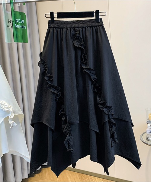 AMAJI(アマジ)の「フリルAラインスカート(スカート・レディース・ブラック/ホワイト・XX-LARGE/X-LARGE/LARGE/MEDIUM)」の4枚目の写真