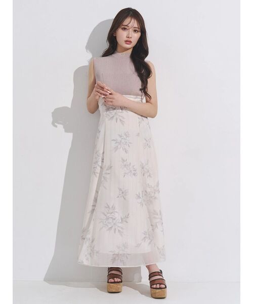 MERCURYDUO(マーキュリーデュオ)の「花柄ドッキングバックレースアップワンピース(ワンピース・レディース・ブラック/グリーン/ベージュ・MEDIUM/SMALL)」の1枚目の写真