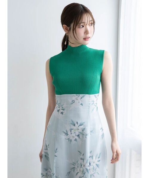 MERCURYDUO(マーキュリーデュオ)の「花柄ドッキングバックレースアップワンピース(ワンピース・レディース・ブラック/グリーン/ベージュ・MEDIUM/SMALL)」の11枚目の写真