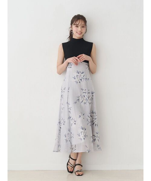 MERCURYDUO(マーキュリーデュオ)の「花柄ドッキングバックレースアップワンピース(ワンピース・レディース・ブラック/グリーン/ベージュ・MEDIUM/SMALL)」の14枚目の写真