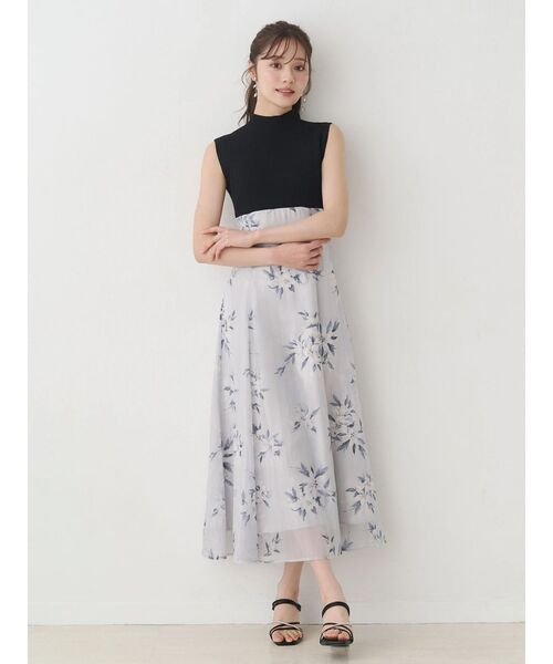 MERCURYDUO(マーキュリーデュオ)の「花柄ドッキングバックレースアップワンピース(ワンピース・レディース・ブラック/グリーン/ベージュ・MEDIUM/SMALL)」の15枚目の写真