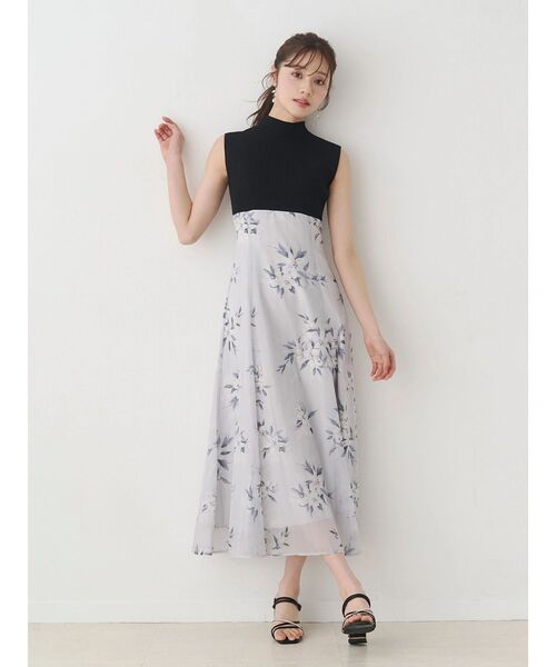 MERCURYDUO(マーキュリーデュオ)の「花柄ドッキングバックレースアップワンピース(ワンピース・レディース・ブラック/グリーン/ベージュ・MEDIUM/SMALL)」の16枚目の写真