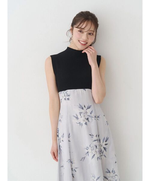 MERCURYDUO(マーキュリーデュオ)の「花柄ドッキングバックレースアップワンピース(ワンピース・レディース・ブラック/グリーン/ベージュ・MEDIUM/SMALL)」の18枚目の写真