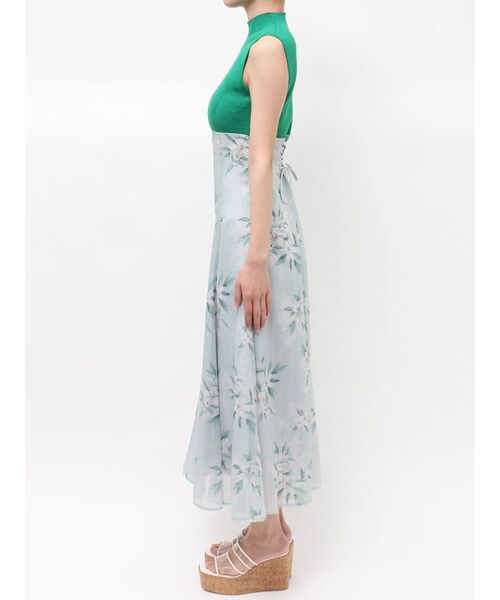MERCURYDUO(マーキュリーデュオ)の「花柄ドッキングバックレースアップワンピース(ワンピース・レディース・ブラック/グリーン/ベージュ・MEDIUM/SMALL)」の9枚目の写真