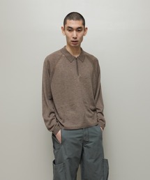 VENTILATION MESH KNIT ZIP POLO LS